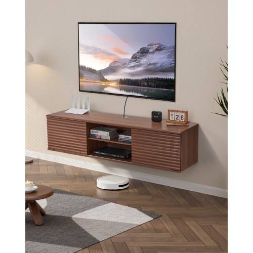 VEVOR TV Schrank hängend Wandhalterung, Fernsehschrank mit verstellbarem Regal & Schiebetüren, TV-Regal mit Stauraum für DVD-Player Spielekonsole