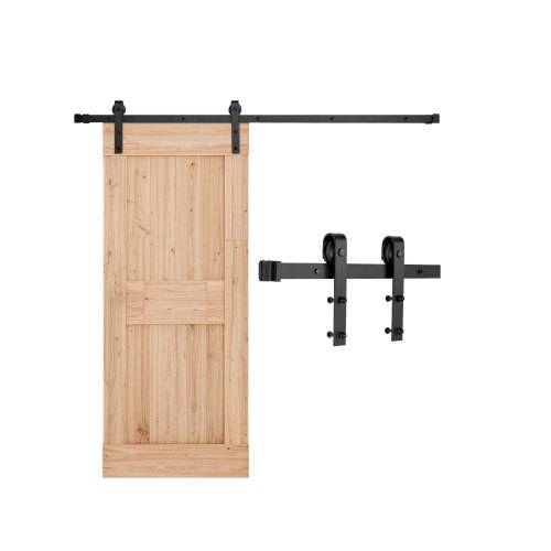 VEVOR Schiebetürsystem 2 m Laufschiene, Tragkraft 150 kg, kompatibel mit 91,4_101,6 cm Breite & 3,5-4,5 cm Dicke, einzelne Schiebetür im Scheunensti