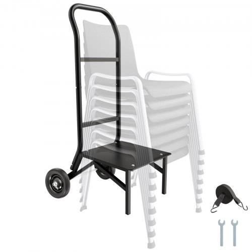 VEVOR Klappbarer Stuhlständer, 68 kg Tragkraft, Klappstuhlwagen zum Stapeln von 10 Stühlen, multifunktionaler Stuhlwagen aus Metall mit Gummirädern