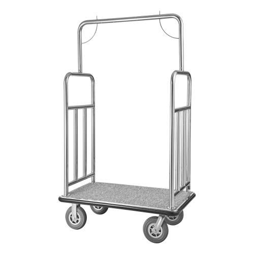 VEVOR Hotelgepäckwagen, 544 kg Tragkraft, Hotelwagen, Pagenwagen, Kofferwagen, Parkservice-Wagen mit grauem Teppichboden und 20 cm Gummirädern, idea