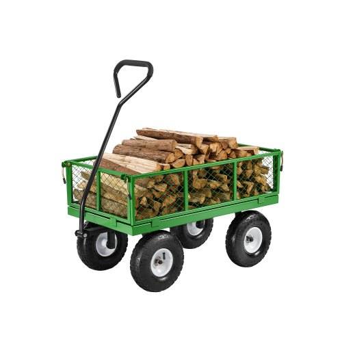 VEVOR Bollerwagen 300 kg, Transportwagen, Gartenwagen, Gerätewagen, Handwagen aus Metall für den Au_enbereich mit Reifen, abnehmbaren Seitenteilen