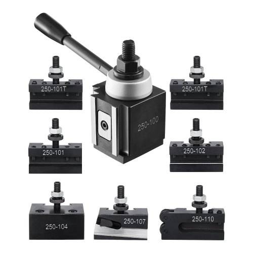VEVOR Schnellwechsel-Werkzeughalter-Set, 8-teilig, Stahlhalter, passend für Mini-Drehmaschinen und Metalldrehmaschinen mit 152,4 bis 305 mm