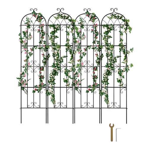 VEVOR Rankhilfe für Kletterpflanzen, 51x220 cm, 4er-Set rostfreies Metallspalier für Gartenblumen, Kletterrosen-Spalier, Rankgitter, Gurkenstütze