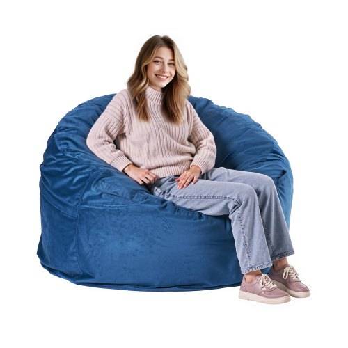 VEVOR runder Sitzsack Sitzkissen Bean Bag Erwachsene (1168 x 1168 x 635 mm) mit abnehmbarem & waschbarem Bezug, gefüllt mit niederländischem Samt