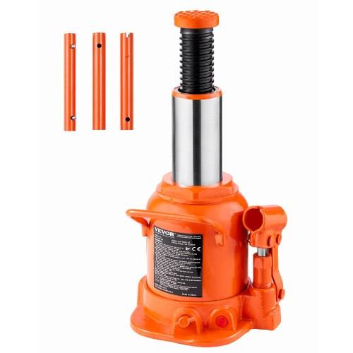 VEVOR Hydraulischer Wagenheber 20 t Stempelwagenheber Flaschenwagenheber mit 17-32 cm Hubbereich und 3-teiligem langem Griff, für Auto Pickup Lkw