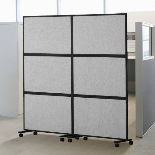 VEVOR Raumteiler Trennwand Paravent Schallschutzwand Doppelpanel, tragbare Bürotrennwand mit Polyester und Stahlkabinenwand, Raumtrenner (171 x 39