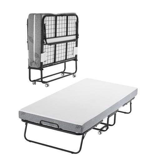 VEVOR Rollbett Klappbett mit 12,7 cm Matratze, faltbares Einzelbett mit Memory Foam-Matratze (190 x 98 cm), 204,1 kg belastbares Gästebett für Erwac