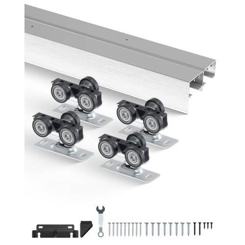 VEVOR Schiebetür-Beschlagschienensatz Schiebetürsystem 1524 mm, Doppelschienen Schiebetürsystem aus Aluminiumlegierung, passende Türbreite 775 mm