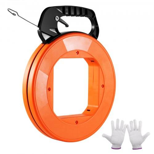 VEVOR Einziehband, 36 m x 3,1 mm, Kabel Einziehhilfe mit optimiertem Gehäuse & Griff, Einziehspirale Einziehdraht Tool, Drahteinziehwerkzeug für Wä