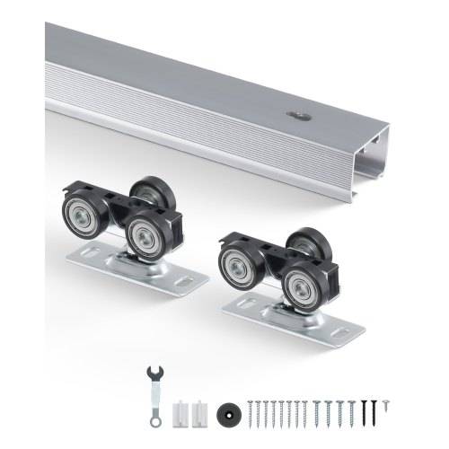 VEVOR Schiebetür-Beschlagschienensatz Schiebetürsystem 1441 mm Beschlagsatz für 610_762 mm breite Einzeltüren, reibungslos und einfach zu installi