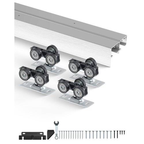 VEVOR Schiebetür-Beschlagschienensatz Schiebetürsystem 1828 mm, Doppelschienen Schiebetürsystem aus Aluminiumlegierung, passende Türbreite 927 mm