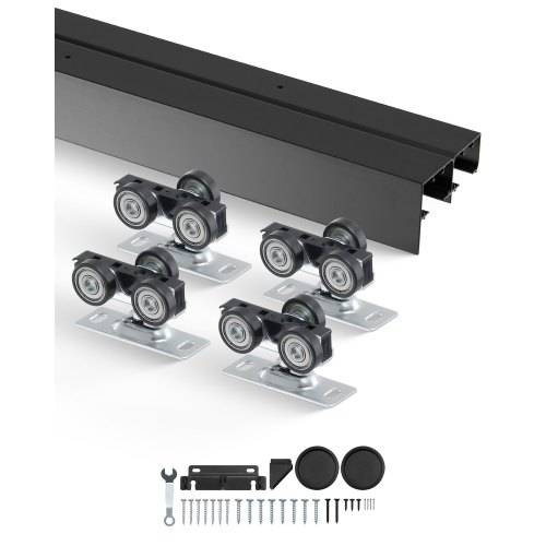 VEVOR Schiebetür-Beschlagschienensatz Schiebetürsystem 1219 mm, Doppelschienen Schiebetürsystem aus Aluminiumlegierung, passende Türbreite 622 mm