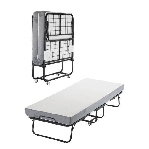 VEVOR Rollbett Klappbett mit 12,5 cm Matratze, faltbares Einzelbett mit Memory Foam-Matratze (190 x 81 cm), 136,1 kg belastbares Gästebett für Erwac