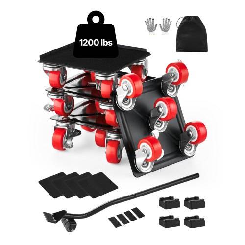 VEVOR Möbelwagen, Max. Tragkraft 544 kg, Schwerlast-Möbeltransporter mit 5x 360° drehbaren Rädern, Möbelroller, Möbelhebe-Schiebewerkzeugsatz f