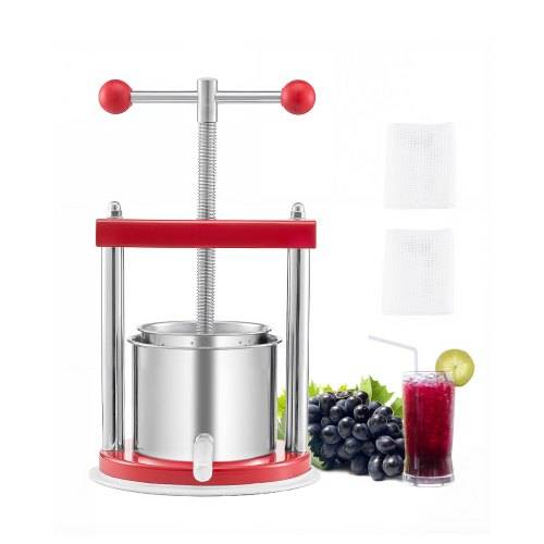 VEVOR Obstweinpresse Obstmühle Apfelmühle (1,65 L) mit 2 Edelstahlfässer, manueller Entsafter, Apfelweinpresse Saftpresse Apfelpresse Traubenpresse