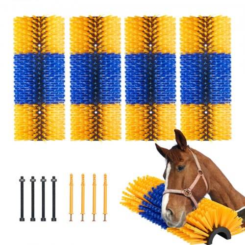 VEVOR Kratzbürste, 4er-Set Pferdebürste mit 8 Schrauben, 51x19x10cm Kuhkratzbrett, zur Linderung von Juckreiz & zur Reinigung, Fellpflege, Scheuerb