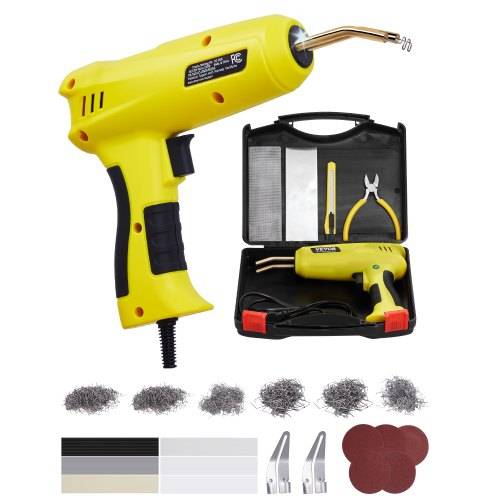 VEVOR Kunststoff Schwei_gerät, 220 W Schwei_pistole mit 1200 Hei_klammern und 76 Schwei_stäben, Kunststoff Reparatur Set mit LED-Licht, Tragetasche