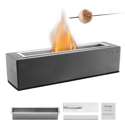 VEVOR Feuerstelle, 380 x 100 x 135 mm, Tischkamin aus Beton, Feuerkorb, Feuerschale für Reinigungsalkohol, Smores-Maker, für Terrasse & Balkon mit