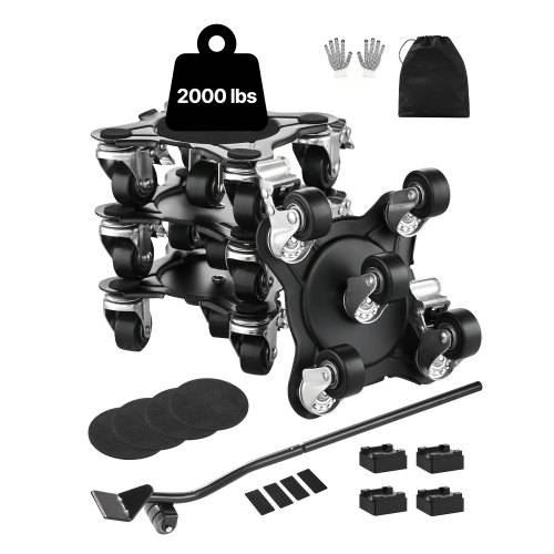 VEVOR Möbelwagen, 158x158x65mm, max. Tragkraft 544kg, Schwerlast-Möbeltransporter mit 5x 360° drehbaren Rädern, Möbelhebe-Schiebewerkzeugsatz fü