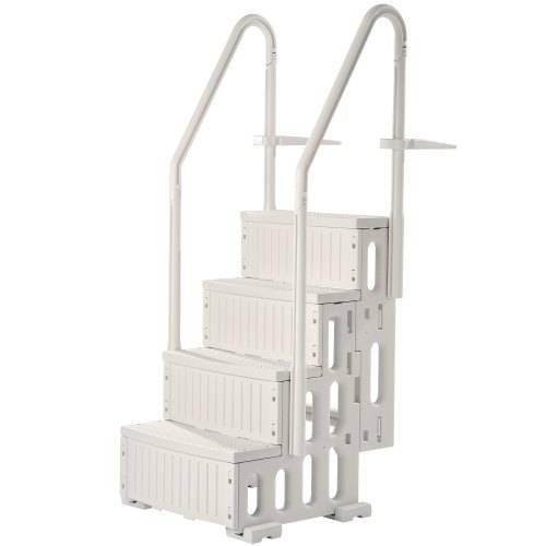VEVOR Poolleiter, Kunststoff-Pooltreppe mit 2 Handläufen, 4 rutschfesten Stufen, 180 kg Tragkraft, Schwimmbadtreppe für 122-137 cm gro_e Einbaupools