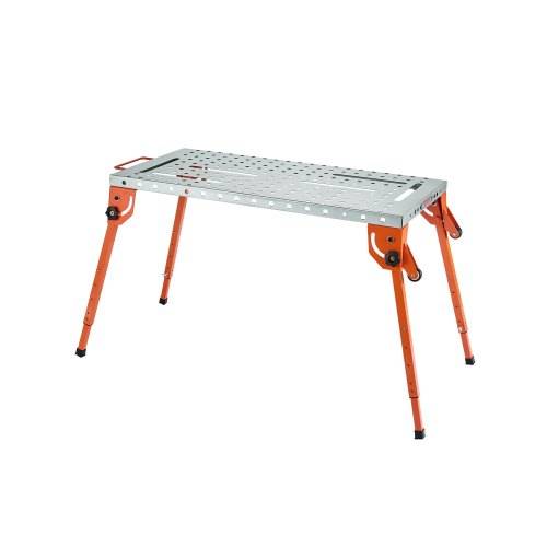 VEVOR Faltbarer Schwei_tisch 533x1118mm, 226 kg Tragkraft, Werktisch mit 4-stufiger Höhenverstellung, Werkbank mit 6 Werkzeugschlitzen und 16mm