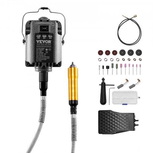 VEVOR Flexwellen-Schleifgerät, 1000 W, 30.000 U/min, Rotationswerkzeug, multifunktionale Hängeschleifmaschine mit 31-teiligem Zubehör und Fu_pedal