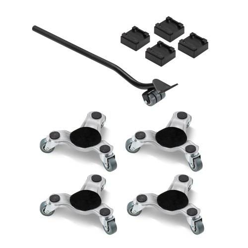 VEVOR Möbelwagen 4er-Set, 158 x 158 x 65 mm, 200 kg Tragkraft, 3-rädriger, Möbelroller aus Stahl mit dreieckiger Lenkrolle, Transportroller für Ha