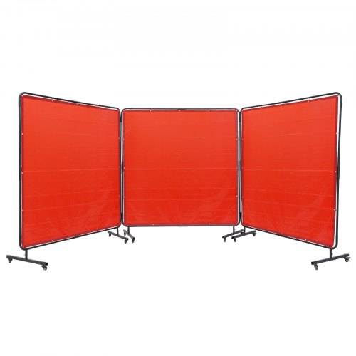 VEVOR 3-Panel-Schwei_vorhang 1,8 x 1,8 m Schwei_schutzvorhang aus Flammhemmendem Vinyl Schwei_schutzwand mit 12 Schwenkrädern und einem 6-stufigen