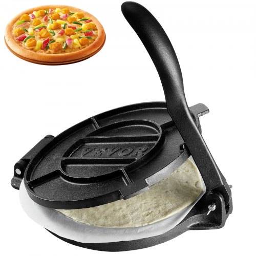 VEVOR Tortilla-Presse, 25 cm Taco Presse, Robuste Gusseisen-Tortilladora-Presse, Vorgewürzte Tortilla Maker Tortilla Hersteller mit 100 Stk