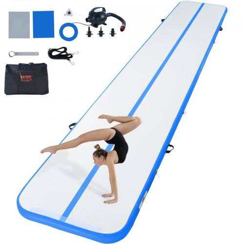 VEVOR Gymnastik-Luftmatte Aufblasbare Gymnastik-Tumbling-Matte, Tumbling-Bahn mit Elektrischer Pumpe, 598 x 101 x 10 cm Trainingsmatten für den