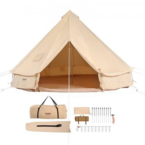 VEVOR Canvas-Glockenzelt 3 m 4-Jahreszeiten-Canvas-Zelt für Camping mit Herdanschluss