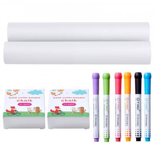 VEVOR Kindertafel Zubehörset, 32-teiliges Spieltafel-Malset für Kinder, inklusive Kreiden, trocken abwischbaren Markern und Papierrollen, Zubehörse