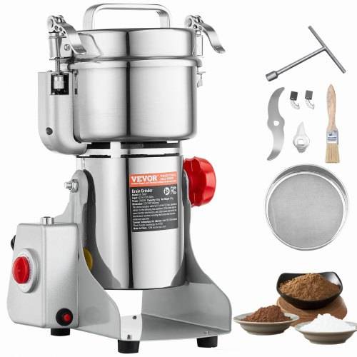 VEVOR elektrische Getreidemühle Hochgeschwindigkeits-Gewürzmühle 500 g mit 2000 W, Pulverisiermaschine aus Edelstahl, für trockene Körner Gewürz
