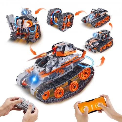 VEVOR STEM Bauspielzeug Kinder 5 in 1 App & Fernbedienung Auto/Roboter 554 Stk.