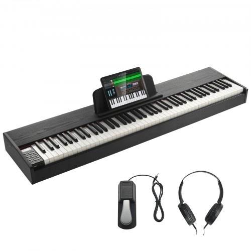 VEVOR Digitalpiano, 88 Tasten, Elektrisches Klavier, Doppeltastatur und Lautsprecher mit Sustain-Pedal, Kopfhörer, 200 Töne und Rhythmen, unterstü