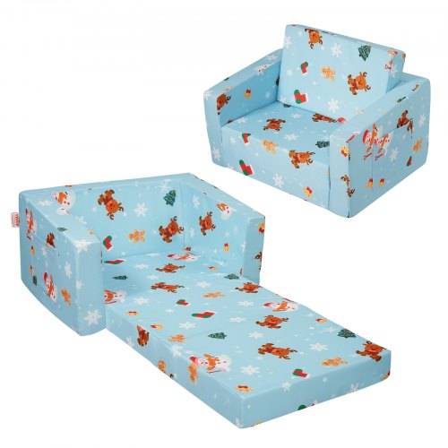 VEVOR Kindersofa 2 in 1 umwandelbares Kindersofa zum Liegestuhl, ausklappbarer Kindersofa-Sessel, Kleinkind Armlehnenstuhl-Bett, zusammenklappbares