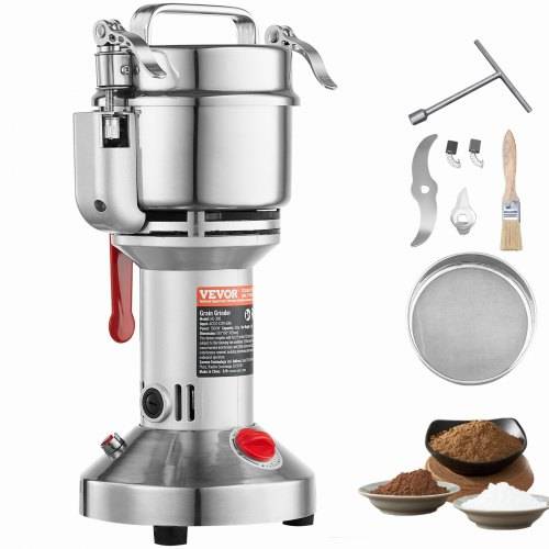 VEVOR elektrische Getreidemühle Hochgeschwindigkeits-Gewürzmühlen 1500 W 300 g, Pulverisiermaschine aus Edelstahl, für trockene Körner Gewürze M