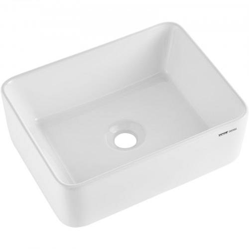 VEVOR Rechteckiges Aufsatzwaschbecken Waschbecken, 406 x 305 x 133 mm, Badezimmer-Aufsatzwaschbecken über der Theke, Keramikwaschbecken moderner