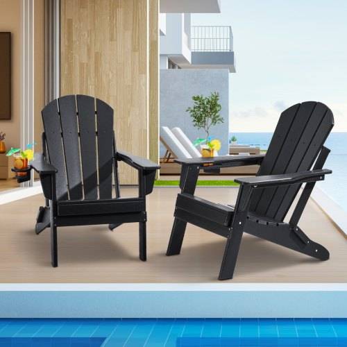VEVOR Adirondack-Stuhl aus Kunststoff, 2er-Set, wetterfest, tragbar, klappbar, Feuerstellenstuhl, Adirondack-Terrassenstuhl für den Au_enbereich mit