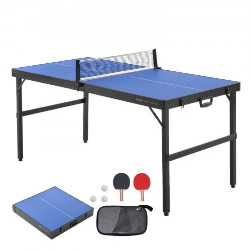 VEVOR Tischtennistisch Ping-Pong-Tisch, mittelgro_e tragbare Tischtennisplatte, Tischtennisplatte aus MDF zusammenklappbar komplettes Set mit Netz