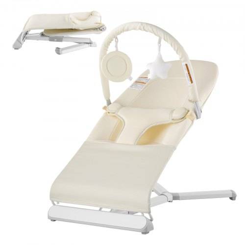 VEVOR Babywippe, klappbarer Wippensitz für Babys von 0_9 Monaten, Wippenstuhl mit 2 Liegewinkeln & drehbarem Spielzeugbügel, Babyschaukel mit Reiset