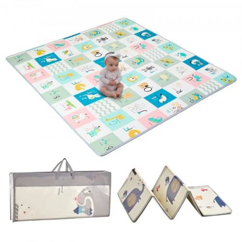 VEVOR Baby-Spielmatte, 180 x 200 cm, extragro_e Baby-Krabbelmatte, rutschfeste einteilige Schaumstoff-Baby-Spielmatte, faltbare, wendbare