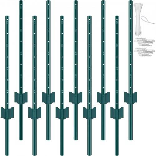 VEVOR 3 Fu_ langer Zaunpfosten, 10er-Pack T-Pfosten Hochleistungs-Zaunpfosten aus Metall, stabile Zaunpfähle aus Stahl für Gartenhof, Rasen, Bauernh