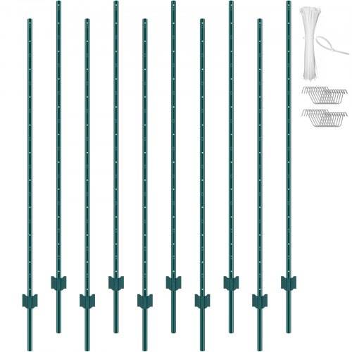 VEVOR 6 Fu_ Zaunpfosten, 10er-Pack T-Pfosten Hochleistungs-Zaunpfosten aus Metall, stabile Zaunpfähle aus Stahl für Gartenhof, Rasen, Bauernhöfe un