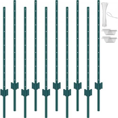 VEVOR 4 Fu_ Zaunpfosten, 10er-Pack T-Pfosten Hochleistungs-Zaunpfosten aus Metall, stabile Zaunpfähle aus Stahl für Gartenhof, Rasen, Bauernhöfe un