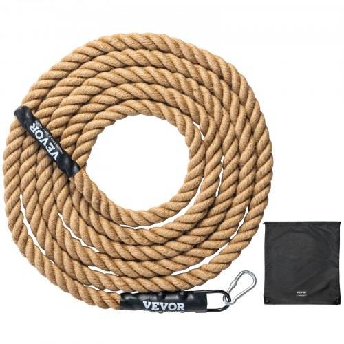VEVOR Kletterseil Fitness-Trainingsseil Fitnessstudio, 7,6 m Länge, 38 mm Durchmesser, Trainingsseil Mehrzweckseil aus Jute, Kletterübungen, Krafttr