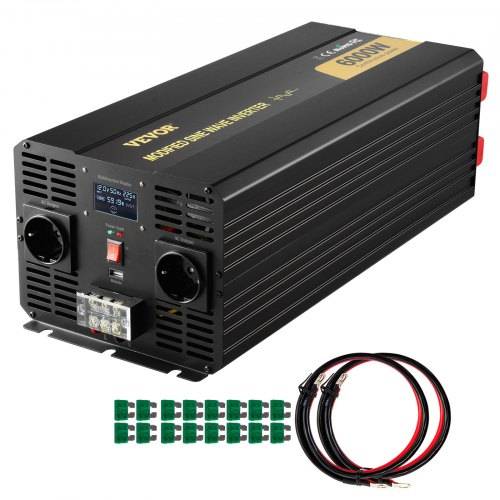 VEVOR Wechselrichter, 6000 W, modifizierter Sinus-Wechselrichter DC 12 V auf AC 230 V Auto-Konverter mit LCD-Display, Fernbedienung, LED-Anzeigen