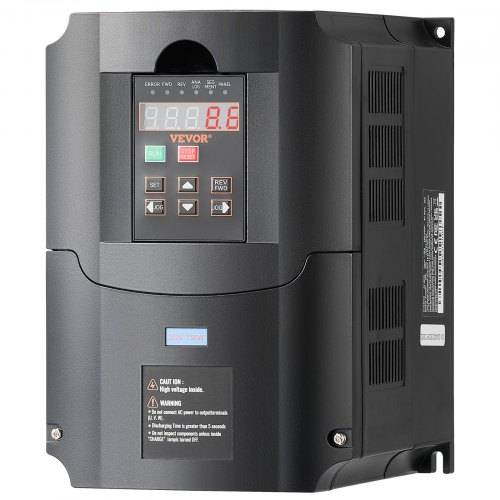 VEVOR Frequenzumrichter VFD 10 PS, 7,5 kW, 35 A, 1- oder 3-phasiger 220-V-Eingang auf 3-phasigen 220-V-Ausgang, 40-60-Hz-Eingang, 0-400-Hz-Ausgang