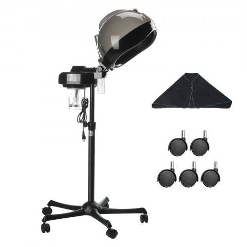 VEVOR Professioneller Haardampfer für Tiefenpflege, 11,81 Zoll gro_er Ionen-Haardampfer mit Haube und 2 Modi, höhenverstellbarer stehender Haardampf