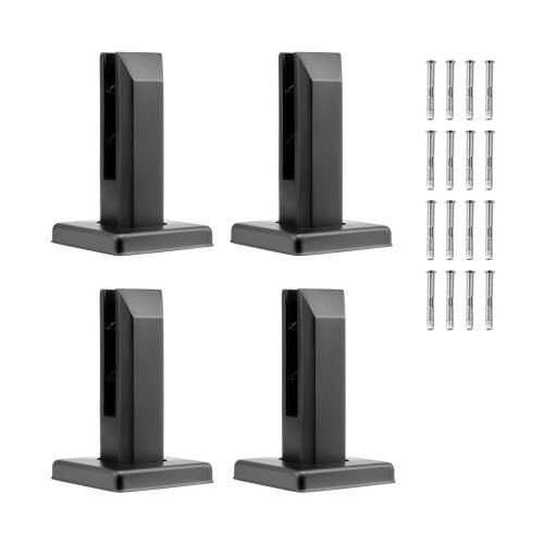 VEVOR Glasklemme, 4 Stück quadratische Glasgeländerhalterung für 0,31"-0,47" gehärtetes Glas, Glasmontageklemme aus Edelstahl 304, 0,12" dicke Gla
